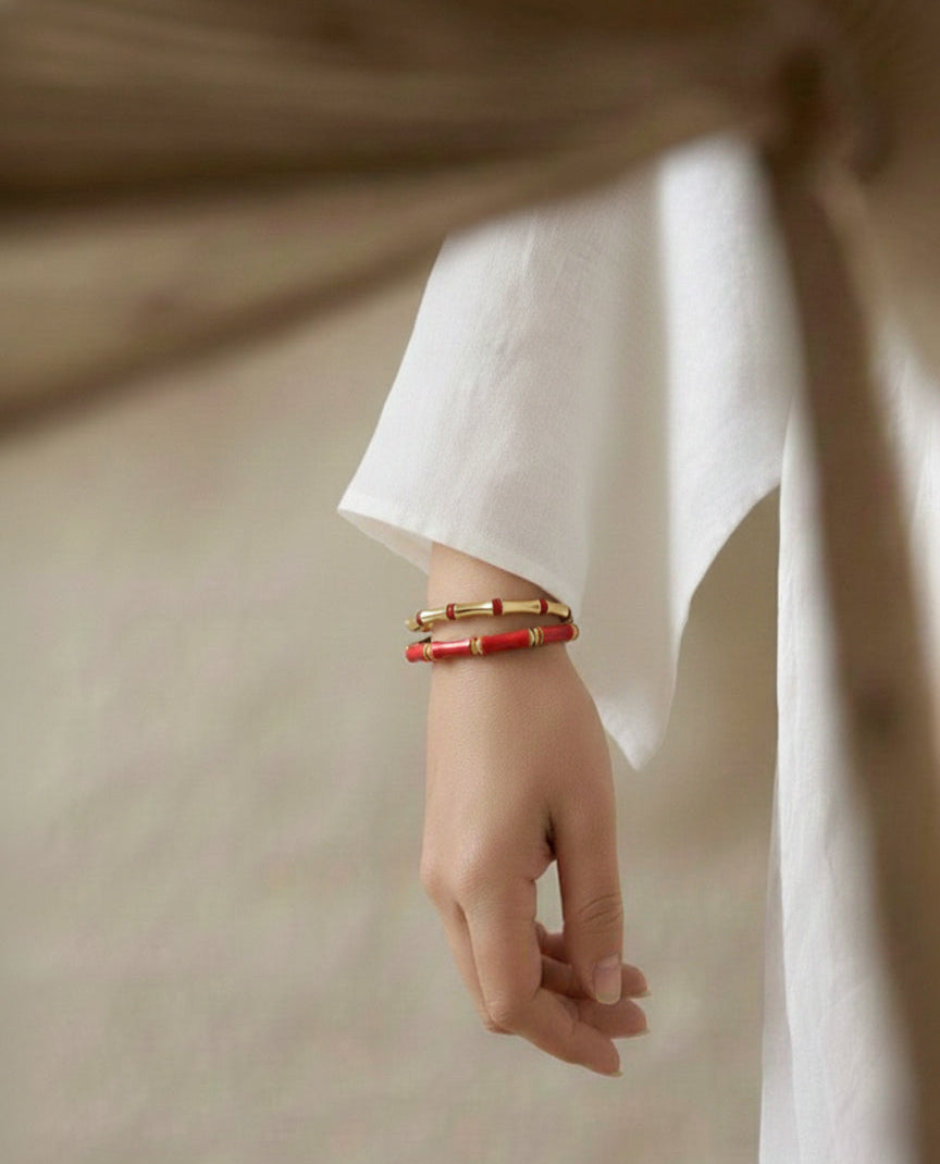 The Red Lyra Bangle Set