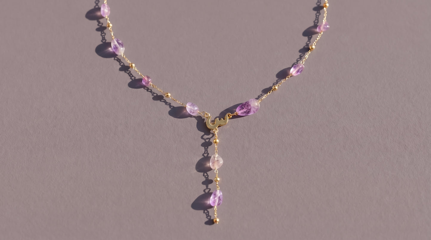 Lilac Letter Drop Necklace