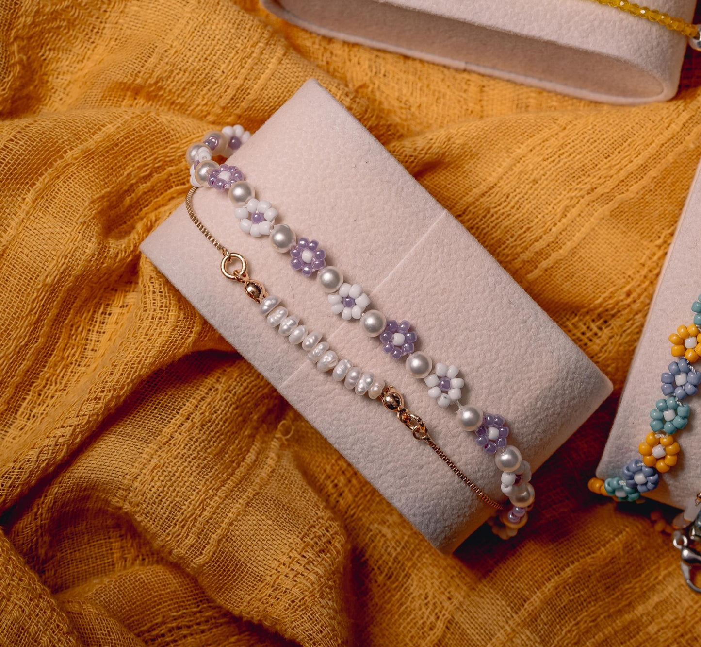 Floral Pearl Bracelets Duo
