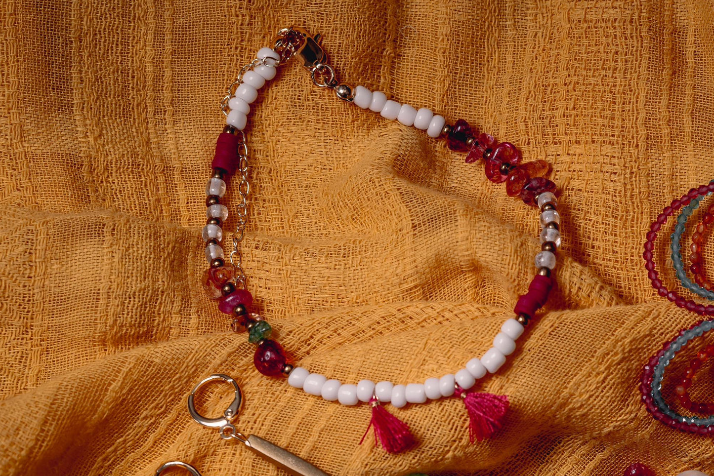 Tassel Charm Beaded Anklet