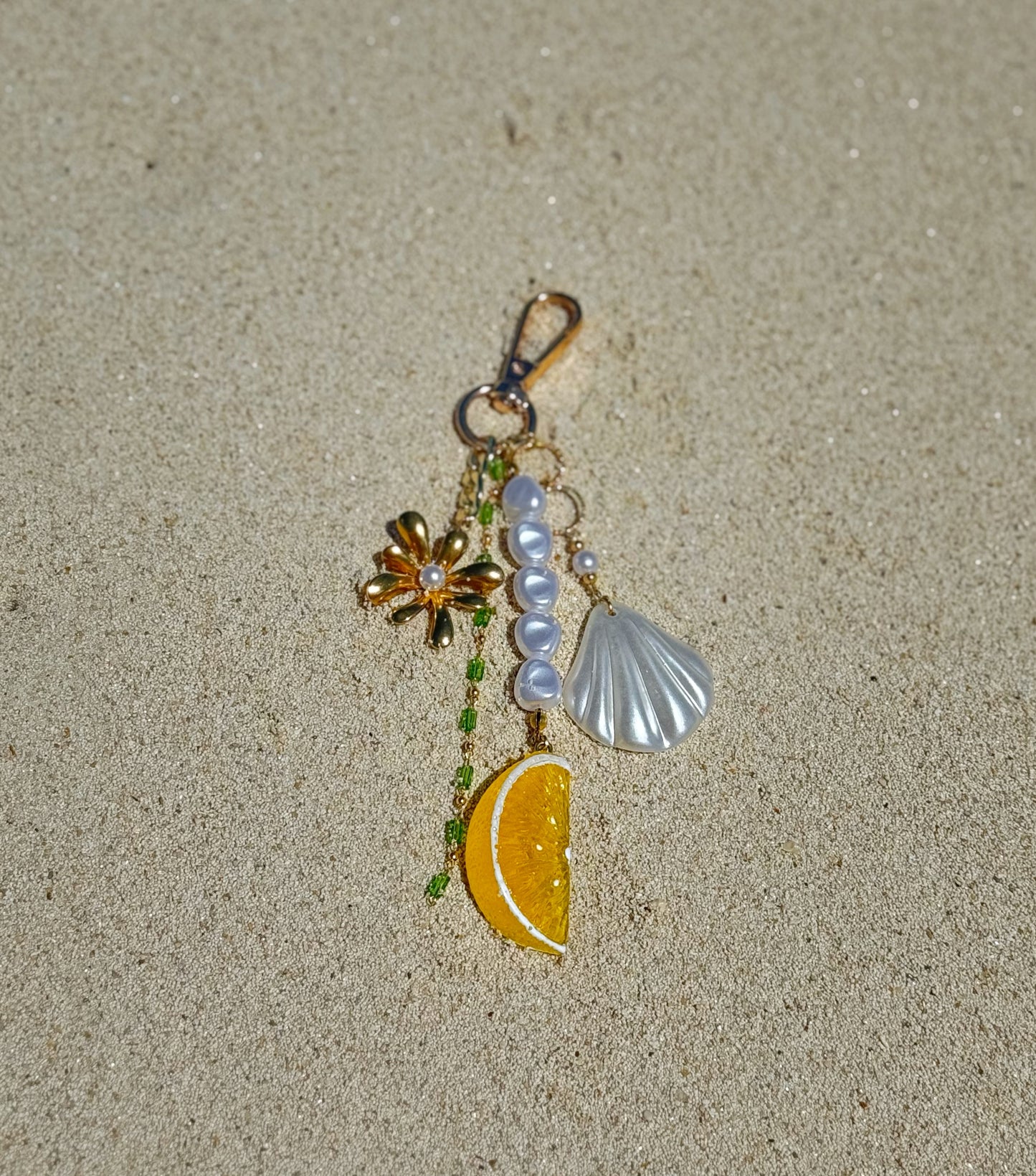 Citrus Charm – Juicy Lemon & Seashell Bag Accessory