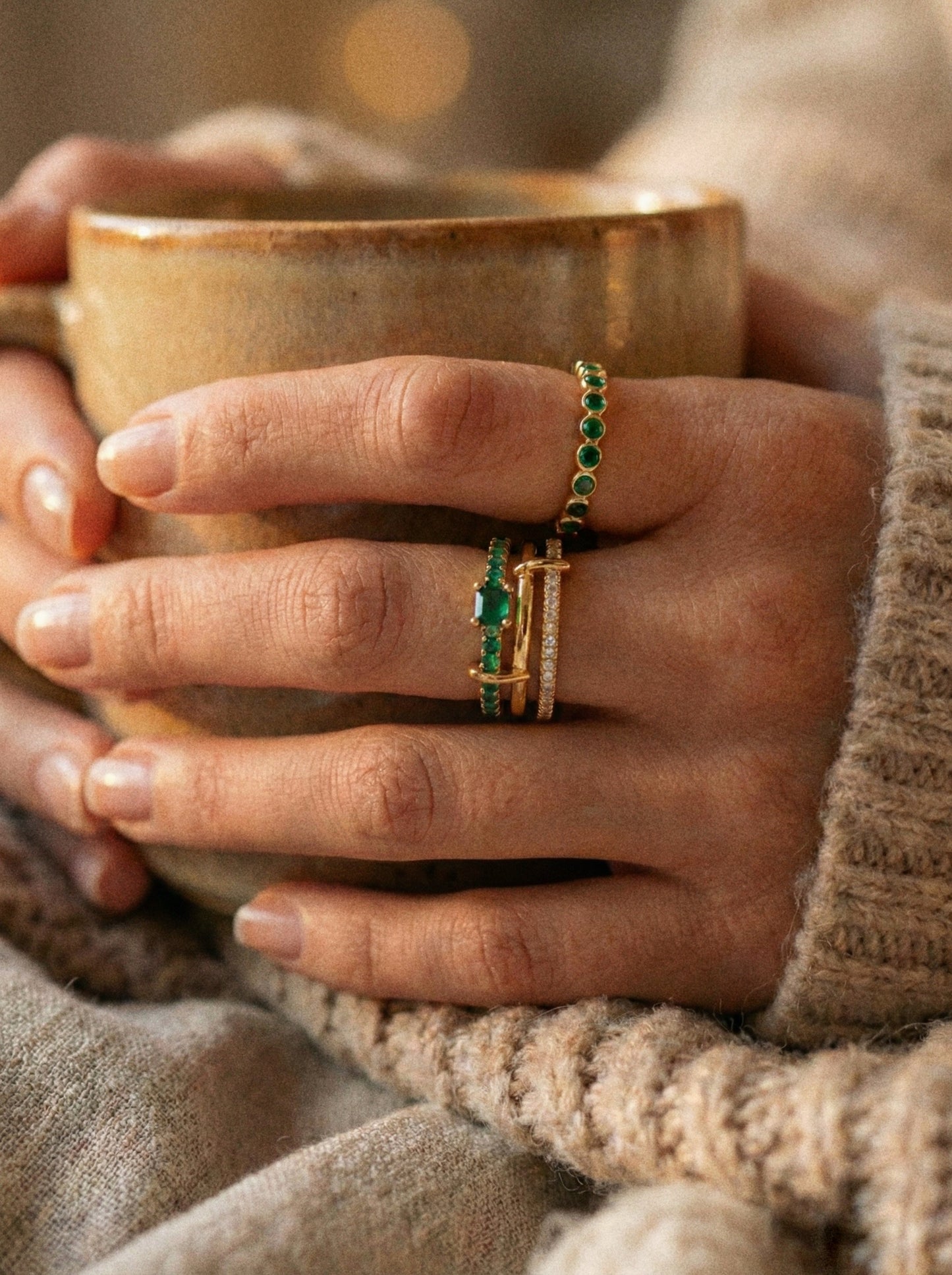 The Green Glow Stack Rings