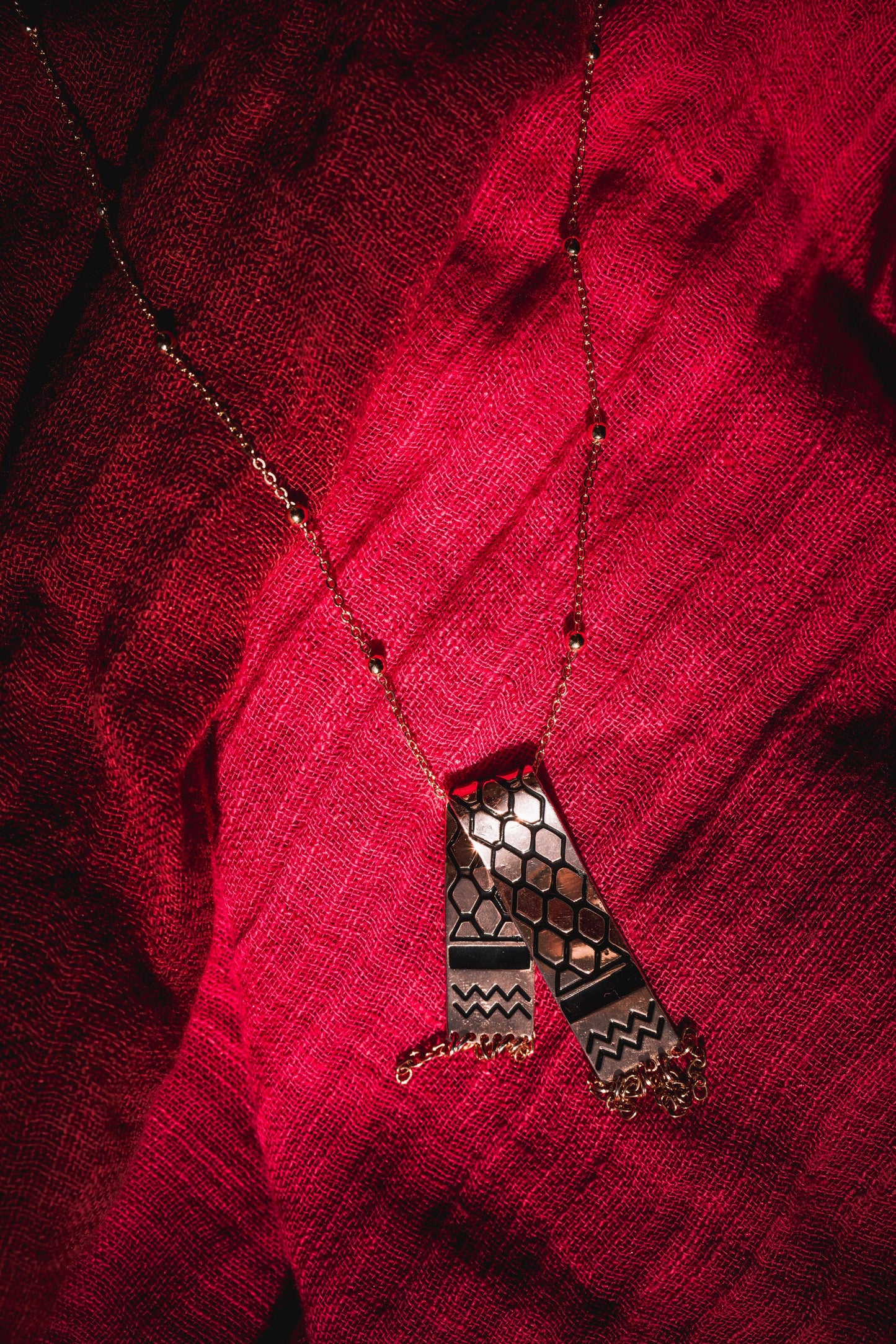 Palestinian Keffiyeh Necklace -Rose Gold