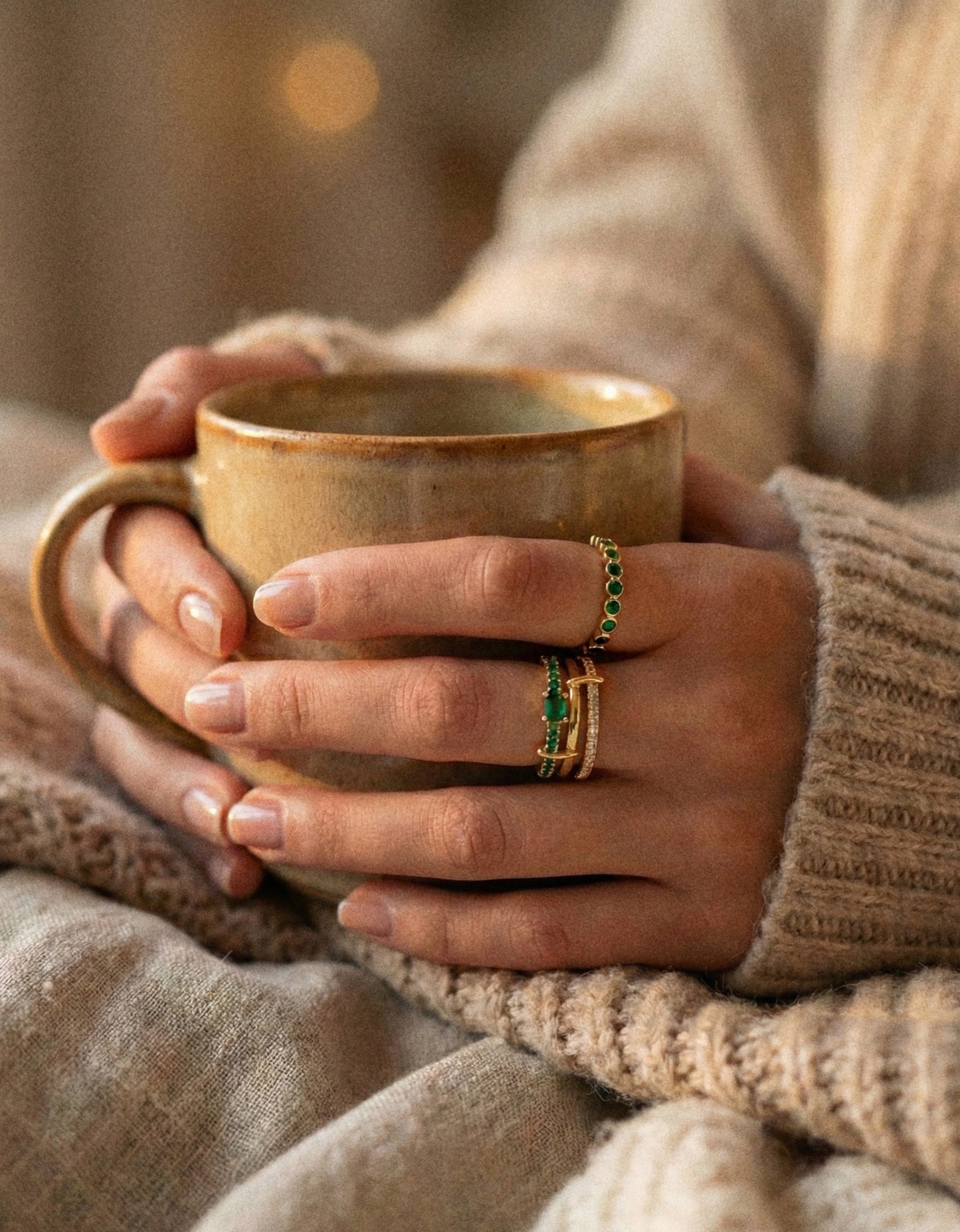 The Green Glow Stack Rings