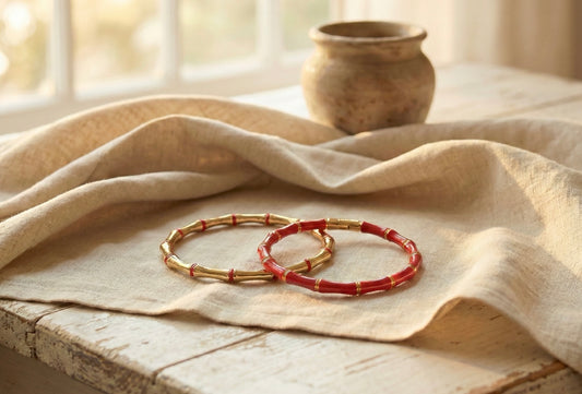 The Red Lyra Bangle Set