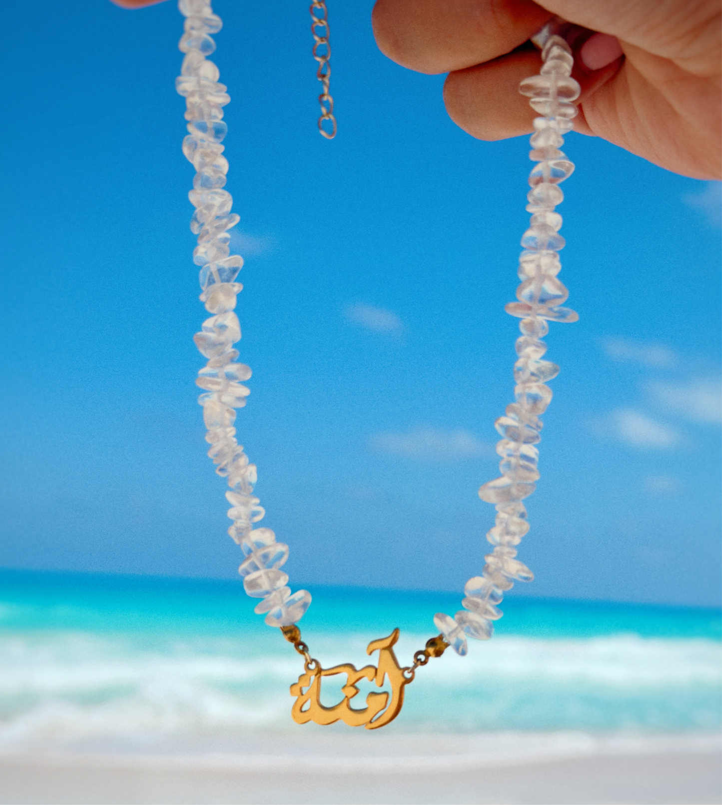 Custom Crystal Name Necklace – Gold Plated Arabic Name