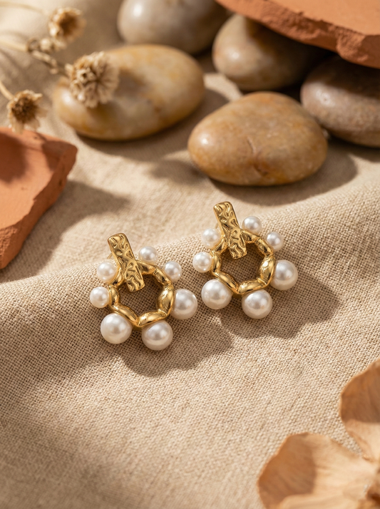 Clustered Pearl Stud Earrings