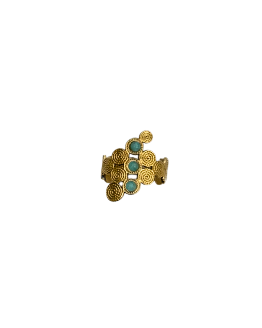 Turquoise Spiral Stainless Steel Ring